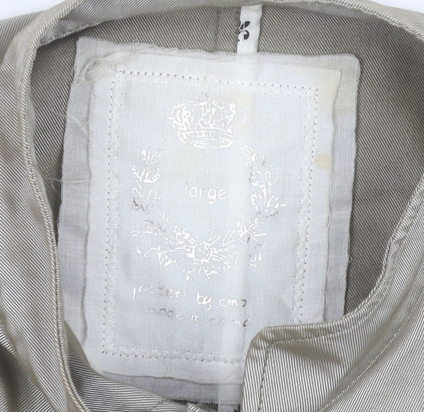 Cino Women Beige Military Style Buttoned Mid-Length Jacket L