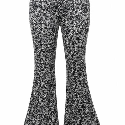 Nasty Gal Women's Black Floral Flared Jersey Trousers Size 6