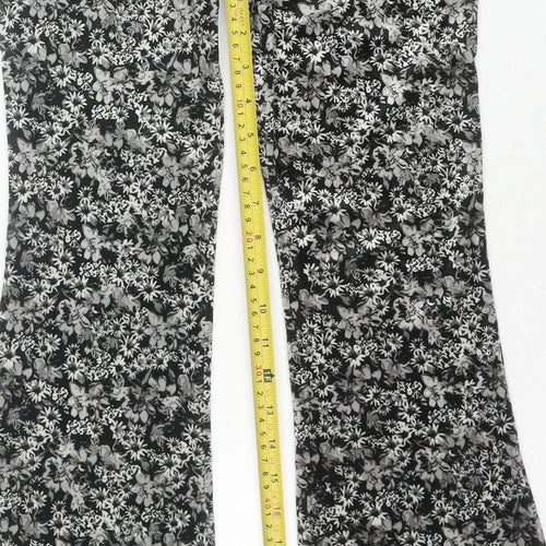 Nasty Gal Women's Black Floral Flared Jersey Trousers Size 6