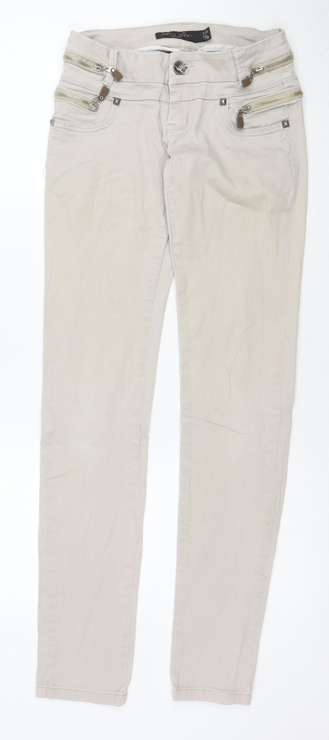 Ace Star Women’s Beige Skinny Jegging Trousers Size S 26W 36L