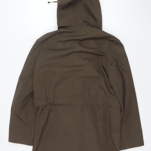 Ploucquet Womens Brown Hooded Belted Parka Jacket Size 14 Cotton Blend