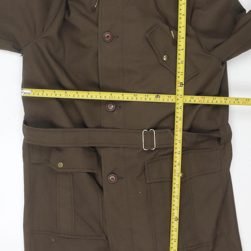 Ploucquet Womens Brown Hooded Belted Parka Jacket Size 14 Cotton Blend
