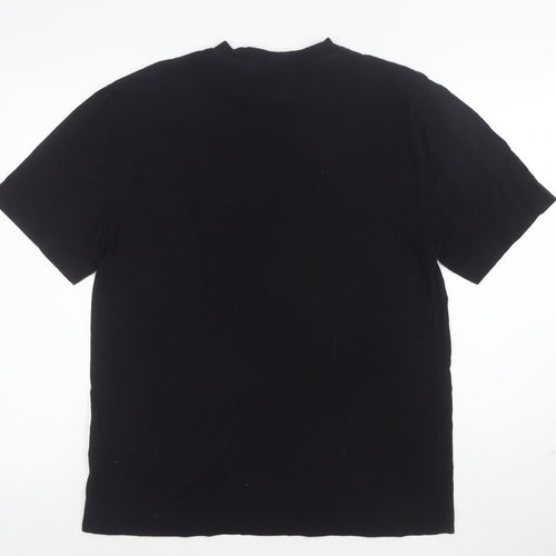 Collusion Women's Black Graphic Cotton T-Shirt Medium Short Sleeve