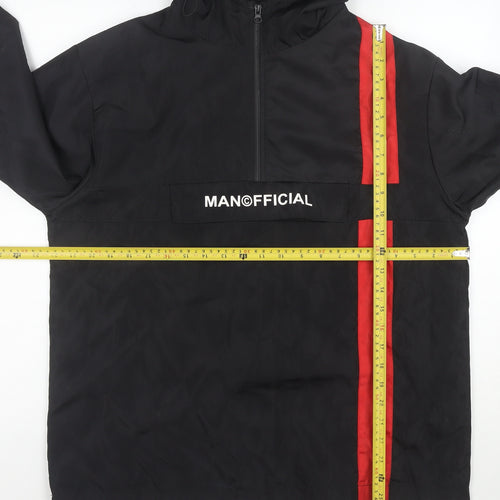 BoohooMAN Men's Black Red Hooded Anorak Jacket Size M Polyester