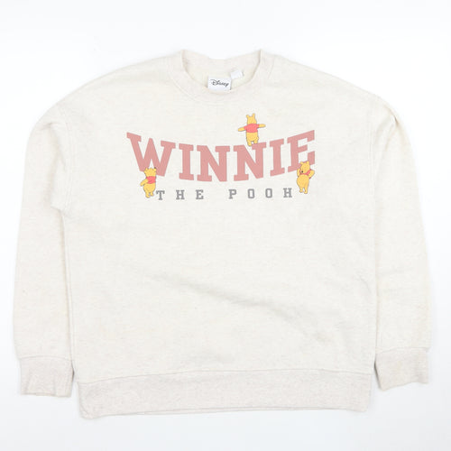 Disney Women Beige XS Winnie the Pooh Crew Neck Sweatshirt