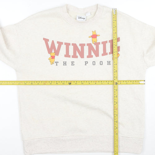 Disney Women Beige XS Winnie the Pooh Crew Neck Sweatshirt