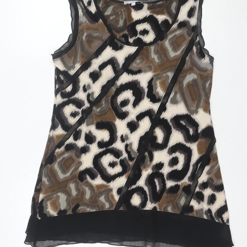 Per Una Women Brown Animal Print Sleeveless A-Line Dress Size 12