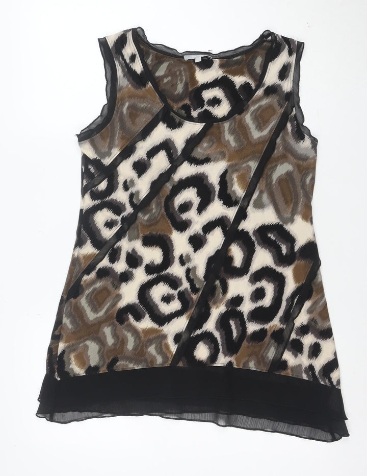 Per Una Women Brown Animal Print Sleeveless A-Line Dress Size 12