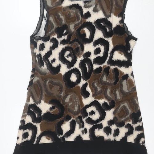Per Una Women Brown Animal Print Sleeveless A-Line Dress Size 12