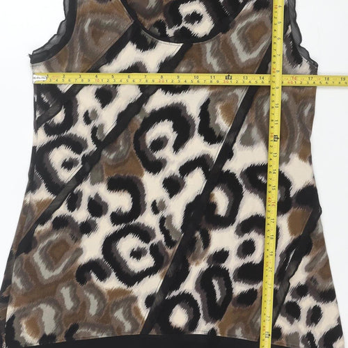 Per Una Women Brown Animal Print Sleeveless A-Line Dress Size 12