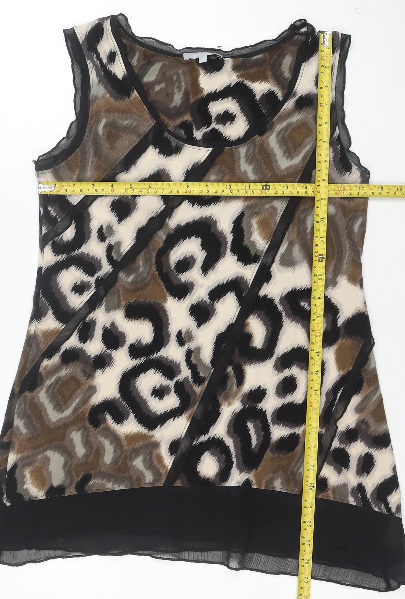 Per Una Women Brown Animal Print Sleeveless A-Line Dress Size 12