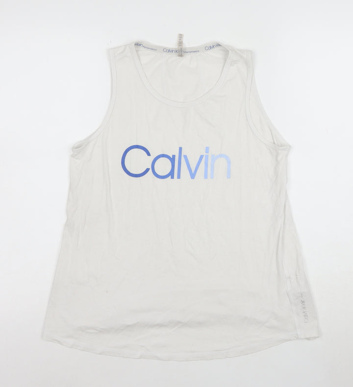 Calvin Klein Men’s White Sleeveless Performance T-Shirt - Size S