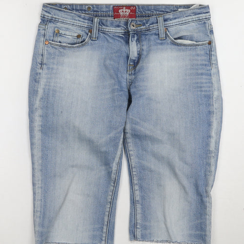 Amisu Women Blue Denim Bermuda Shorts Size 14 Stretch Cotton