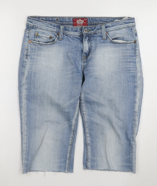 Amisu Women Blue Denim Bermuda Shorts Size 14 Stretch Cotton