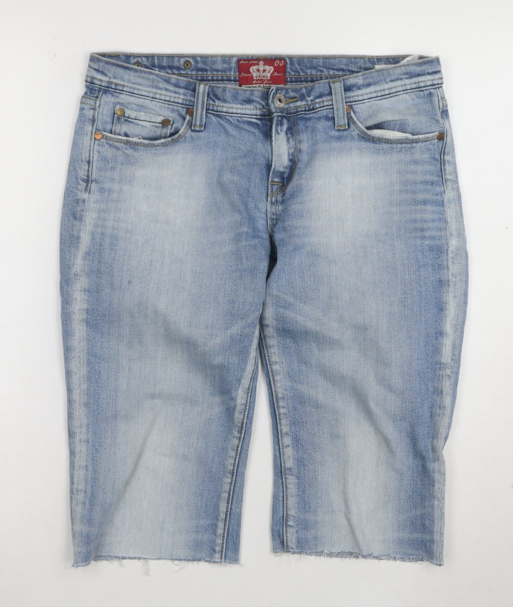 Amisu Women Blue Denim Bermuda Shorts Size 14 Stretch Cotton