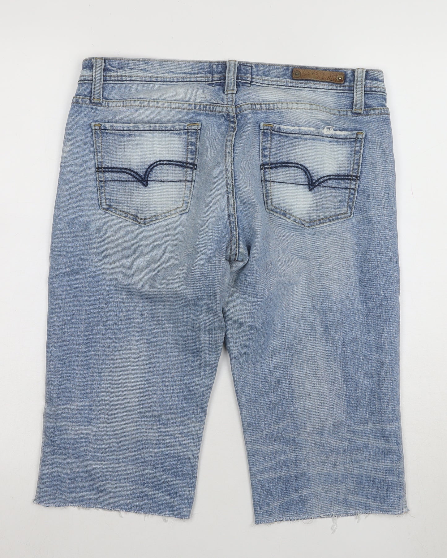 Amisu Women Blue Denim Bermuda Shorts Size 14 Stretch Cotton