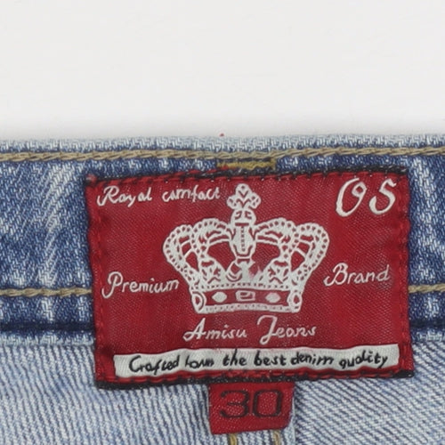 Amisu Women Blue Denim Bermuda Shorts Size 14 Stretch Cotton