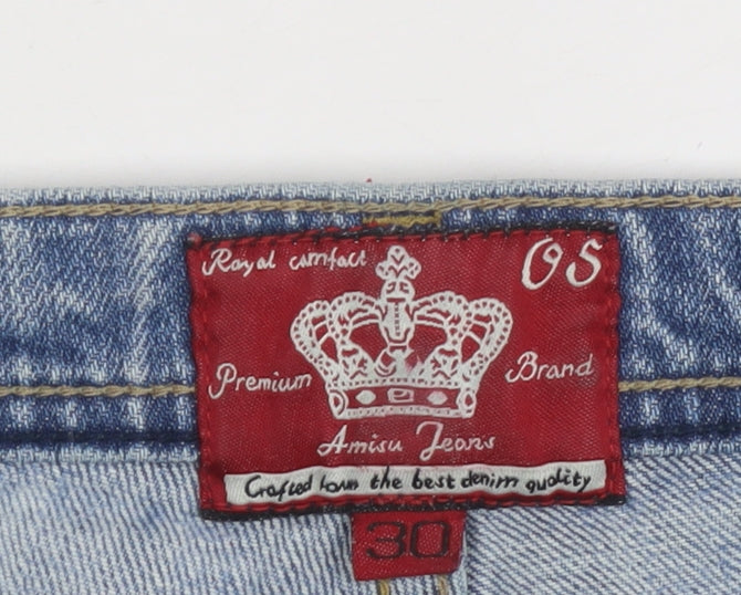 Amisu Women Blue Denim Bermuda Shorts Size 14 Stretch Cotton