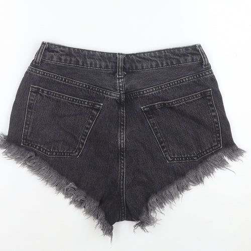 Topshop Women Black Size 10 High Rise Cut-Off Denim Shorts