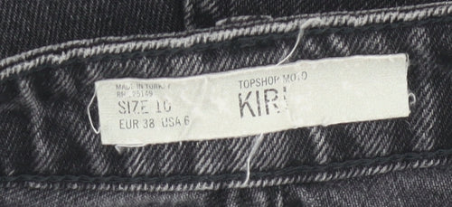 Topshop Women Black Size 10 High Rise Cut-Off Denim Shorts