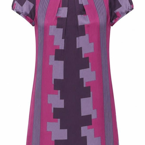 Next Women Purple Geometric Shift Dress Size 10 Short Sleeve