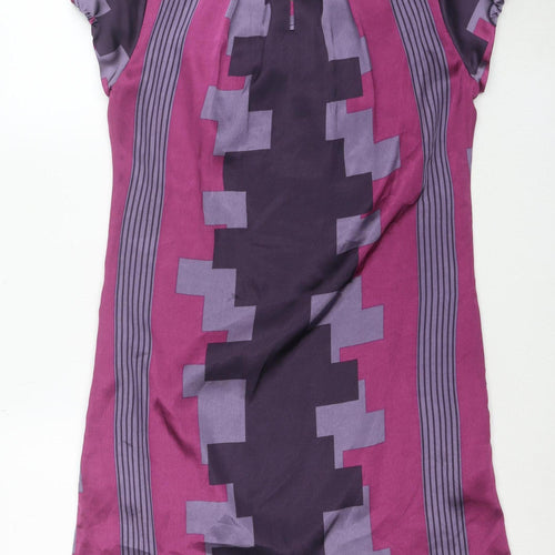 Next Women Purple Geometric Shift Dress Size 10 Short Sleeve