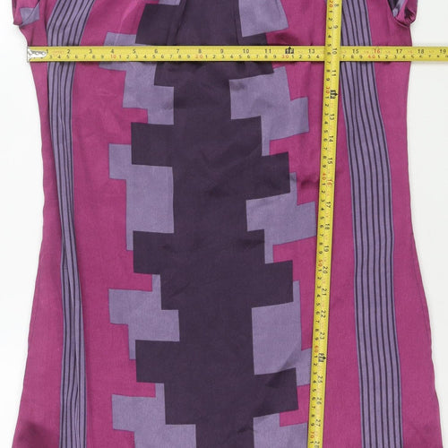 Next Women Purple Geometric Shift Dress Size 10 Short Sleeve