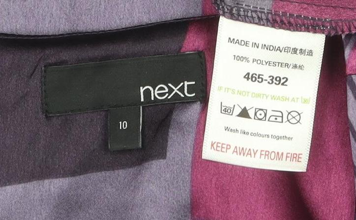 Next Women Purple Geometric Shift Dress Size 10 Short Sleeve