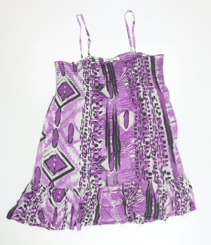 Store Twenty One Women’s Purple Cotton Asymmetric Summer Dress Size 10