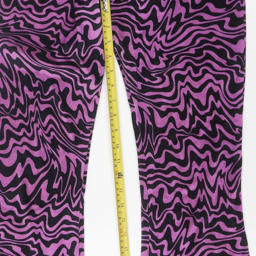 Tara Khorzad Womens Purple Black Flared Trousers Size 10 Geometric Print