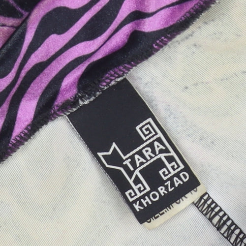 Tara Khorzad Womens Purple Black Flared Trousers Size 10 Geometric Print