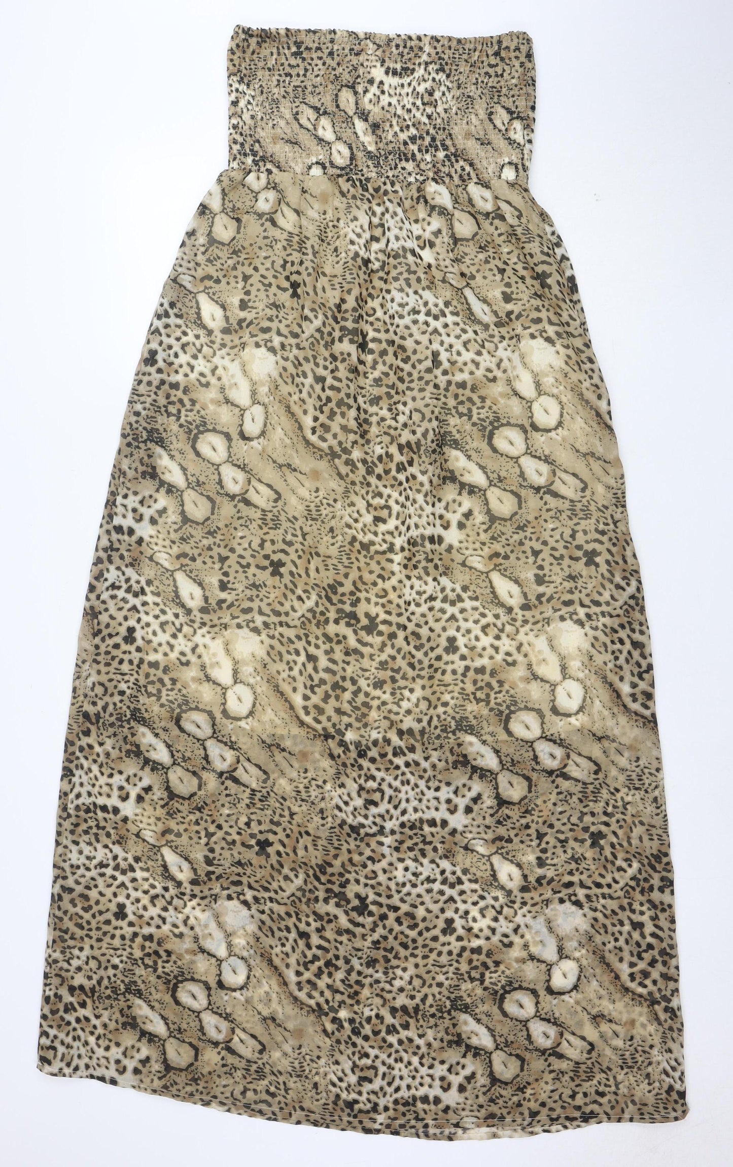 Sugar 7 Women's Beige Animal Print Strapless Midi Dress Size S