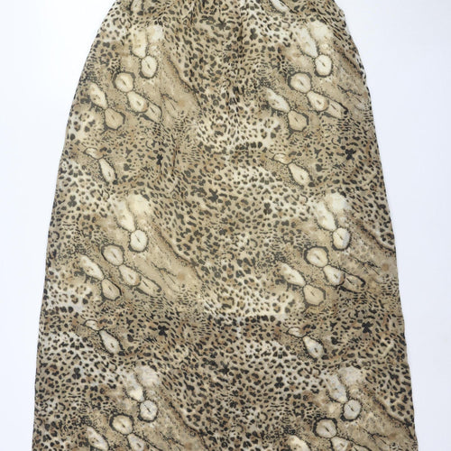 Sugar 7 Women's Beige Animal Print Strapless Midi Dress Size S
