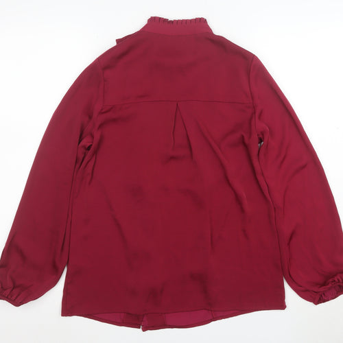 Monsoon Womens Red Long Sleeve Ruffle Button Blouse Size 8