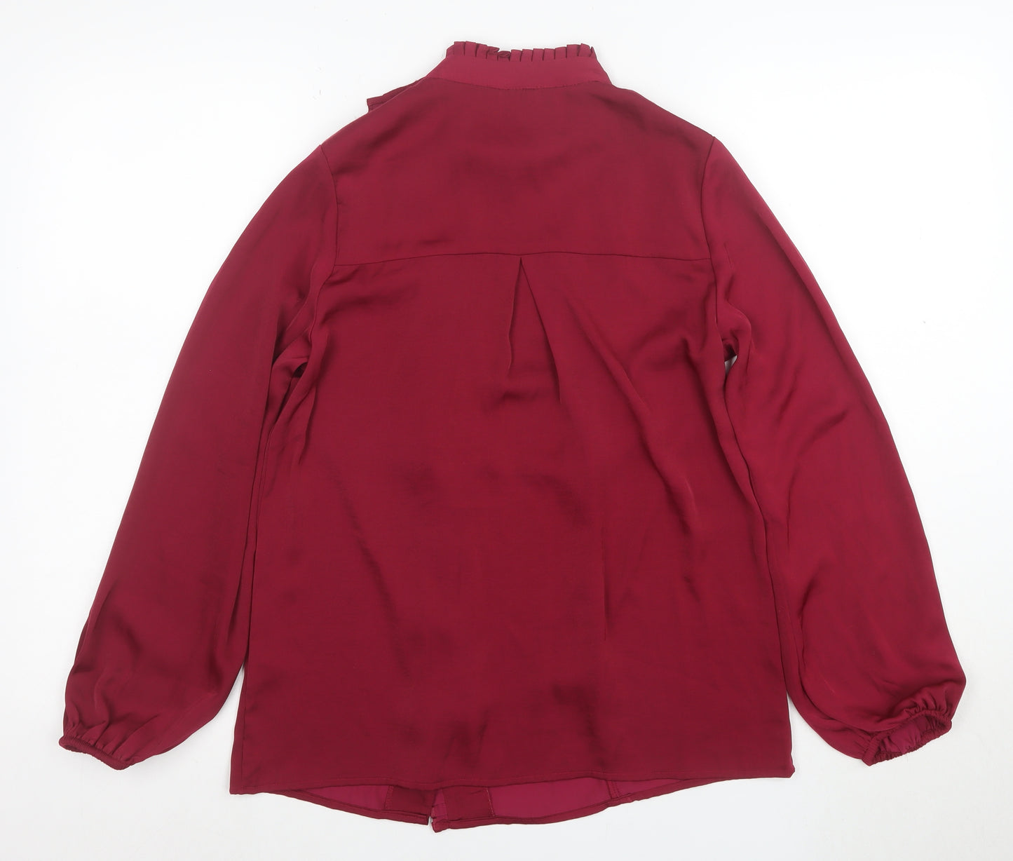 Monsoon Womens Red Long Sleeve Ruffle Button Blouse Size 8
