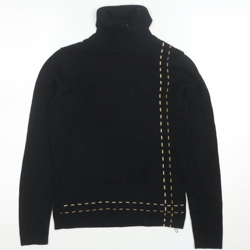 Mexx Women's Black Roll Neck Jumper Size S 100% Cotton
