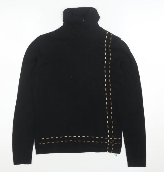 Mexx Women's Black Roll Neck Jumper Size S 100% Cotton