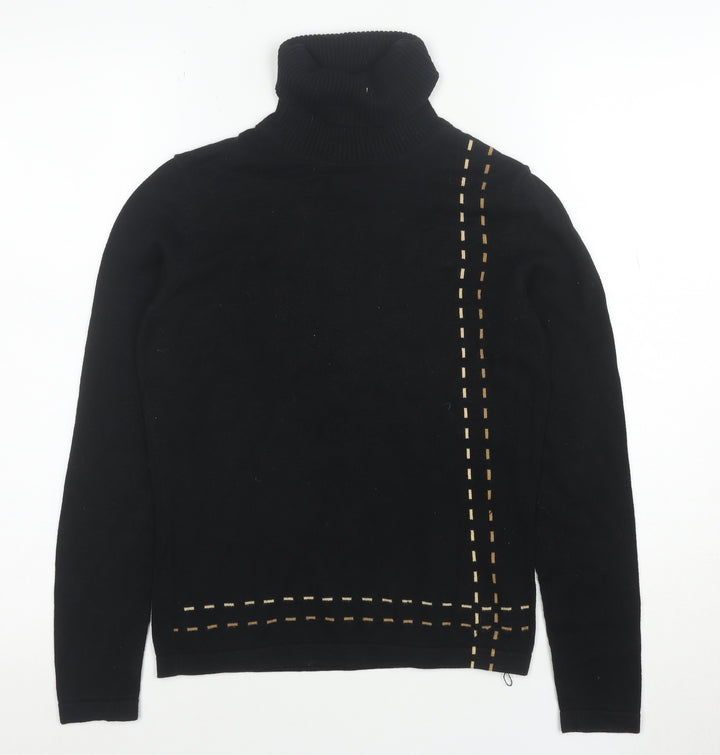 Mexx Women's Black Roll Neck Jumper Size S 100% Cotton