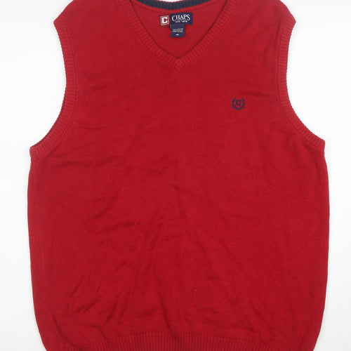 Chaps Men's Red Cotton V-Neck Sleeveless Knit Vest Jumper M