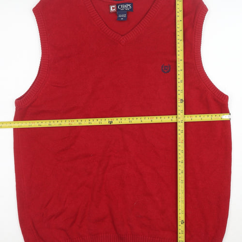Chaps Men's Red Cotton V-Neck Sleeveless Knit Vest Jumper M