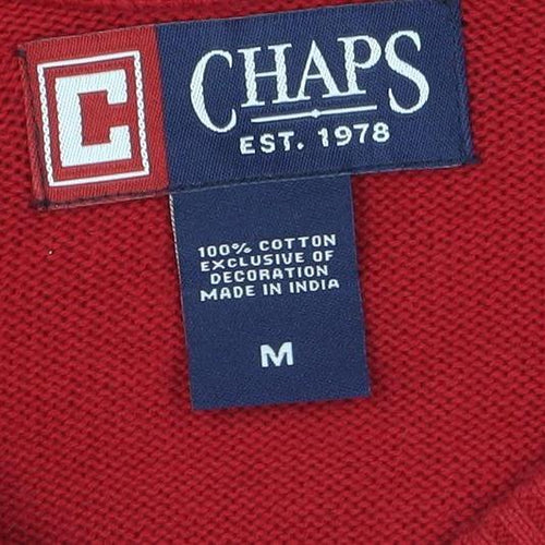 Chaps Men's Red Cotton V-Neck Sleeveless Knit Vest Jumper M