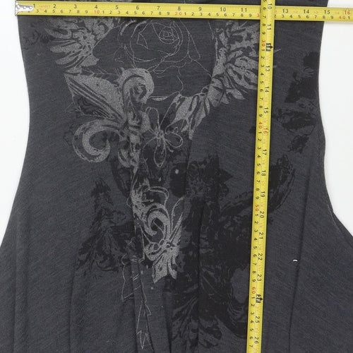 Izabel London Women's Grey Floral Swing Dress Size S Long Sleeve