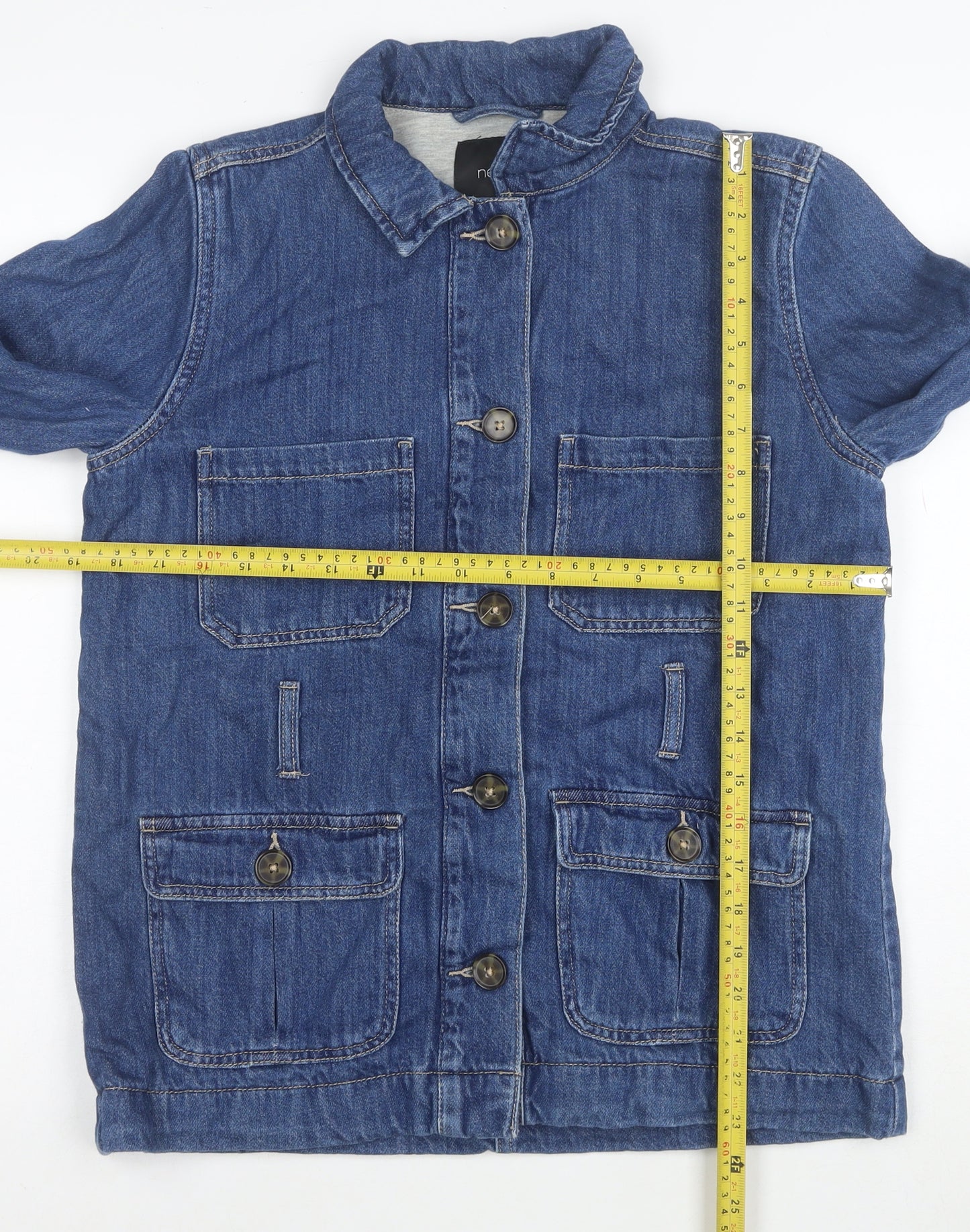 Next Women's Blue Denim Basic Jacket Size 8 Casual Cotton