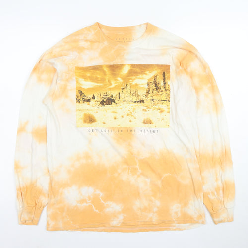 Rebels & Nomads Men's Orange Tie-Dye Desert Long Sleeve T-Shirt Medium