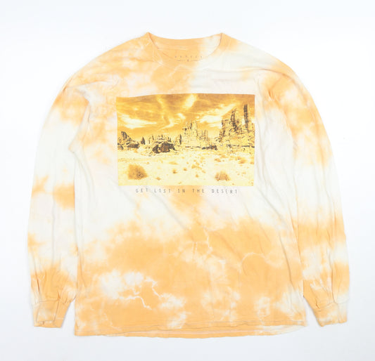 Rebels & Nomads Men's Orange Tie-Dye Desert Long Sleeve T-Shirt Medium