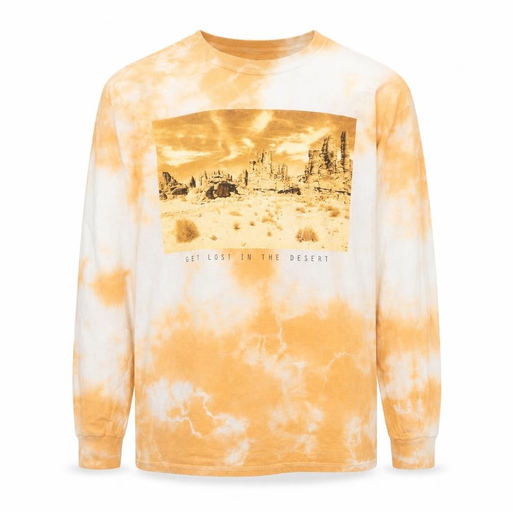 Rebels & Nomads Men's Orange Tie-Dye Desert Long Sleeve T-Shirt Medium