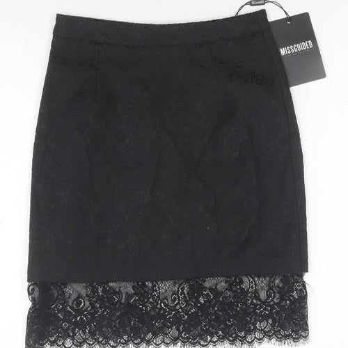 Missguided Women's Black Lace Hem Pencil Skirt Size 6