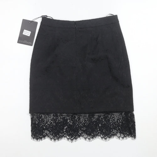 Missguided Women's Black Lace Hem Pencil Skirt Size 6