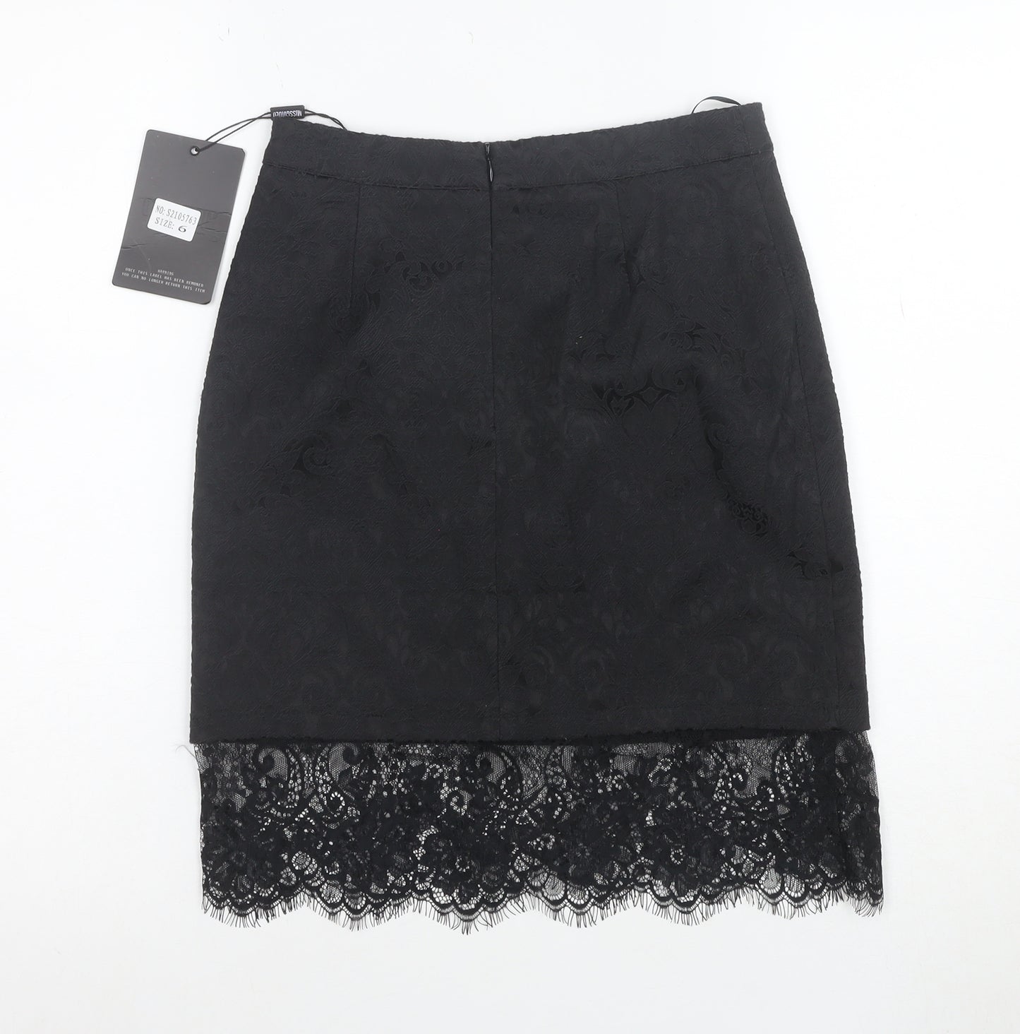 Missguided Women's Black Lace Hem Pencil Skirt Size 6