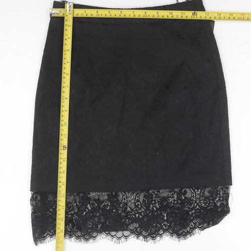 Missguided Women's Black Lace Hem Pencil Skirt Size 6